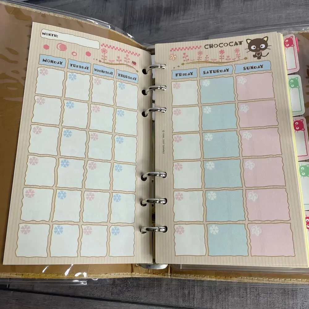 NOS Vintage SANRIO CHOCOCAT 1996 Undated Planner Tan Pink Address Book Organizer